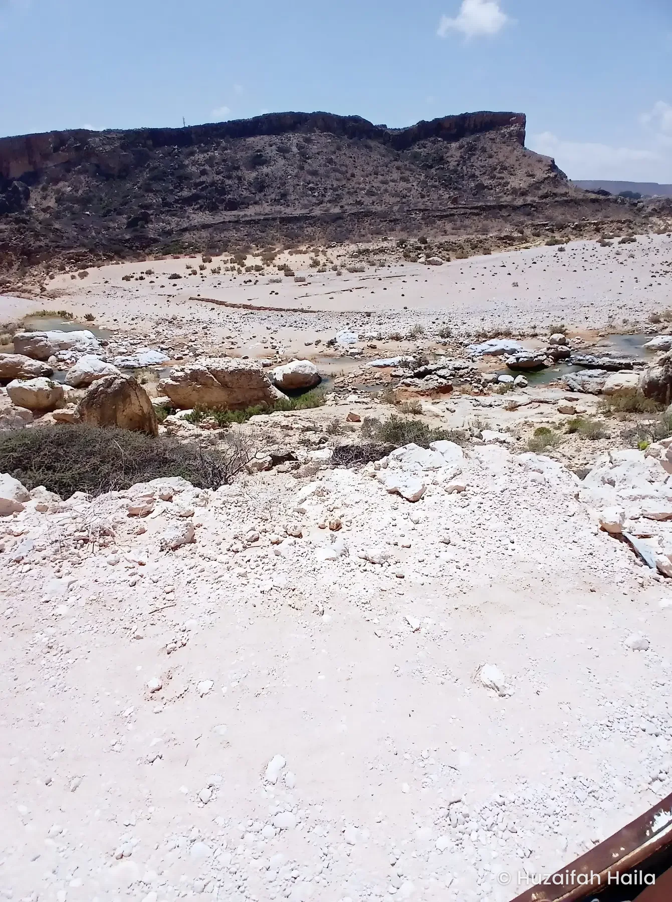 Limestone cliffs and dry riverbed, Eyl, Somalia
