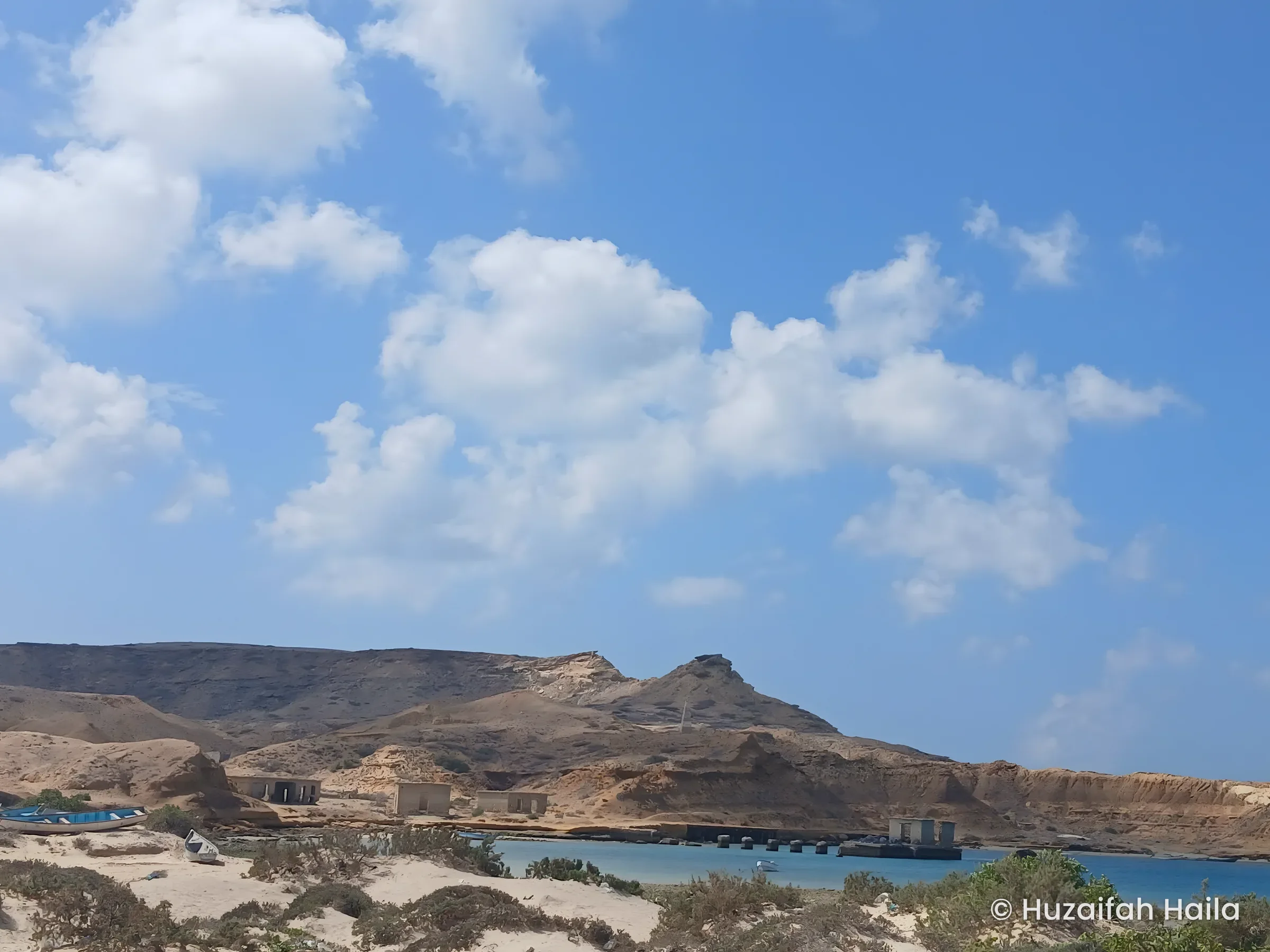 Lagoon below coastal hills, Xaafuun (Hafun), Somalia