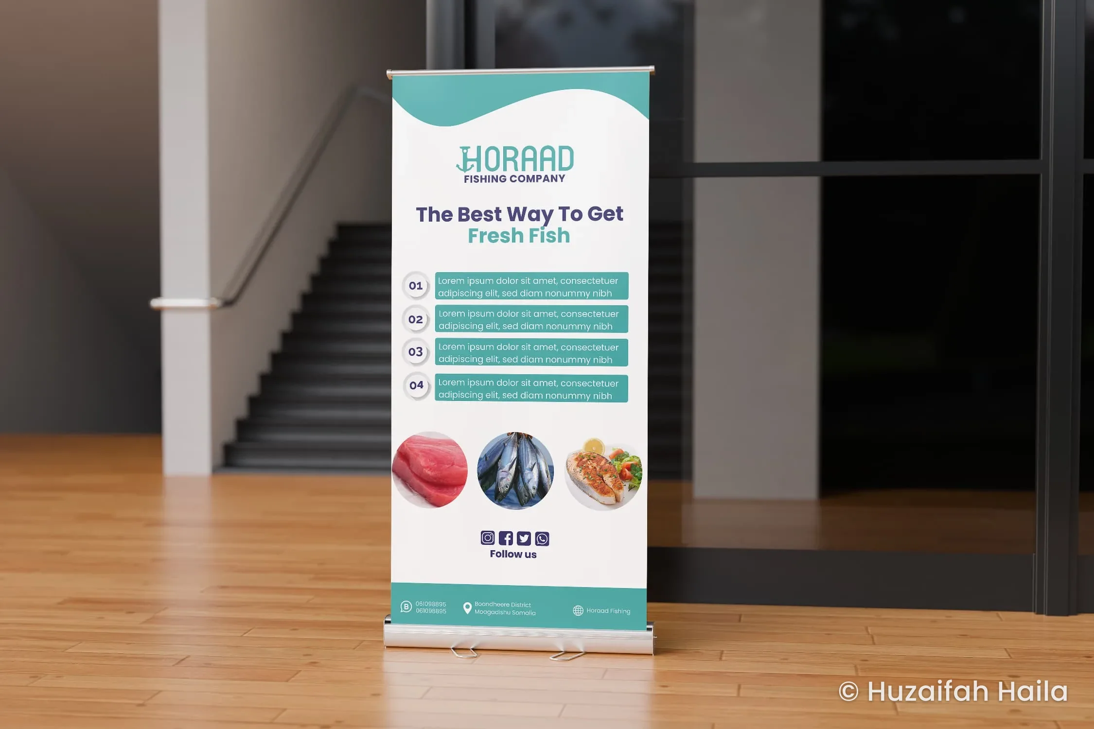 Horaad Fishing Company roll-up banner: The best way to get fresh fish