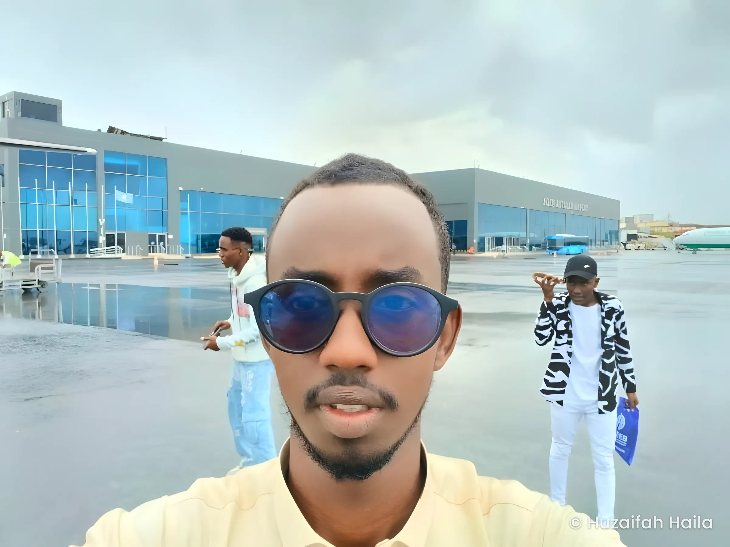 Huzaifah Haila arriving at the airport on the journey to Bari